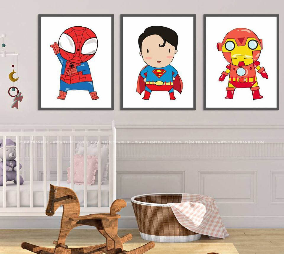 Tranh phòng ngủ trẻ em siêu anh hùng